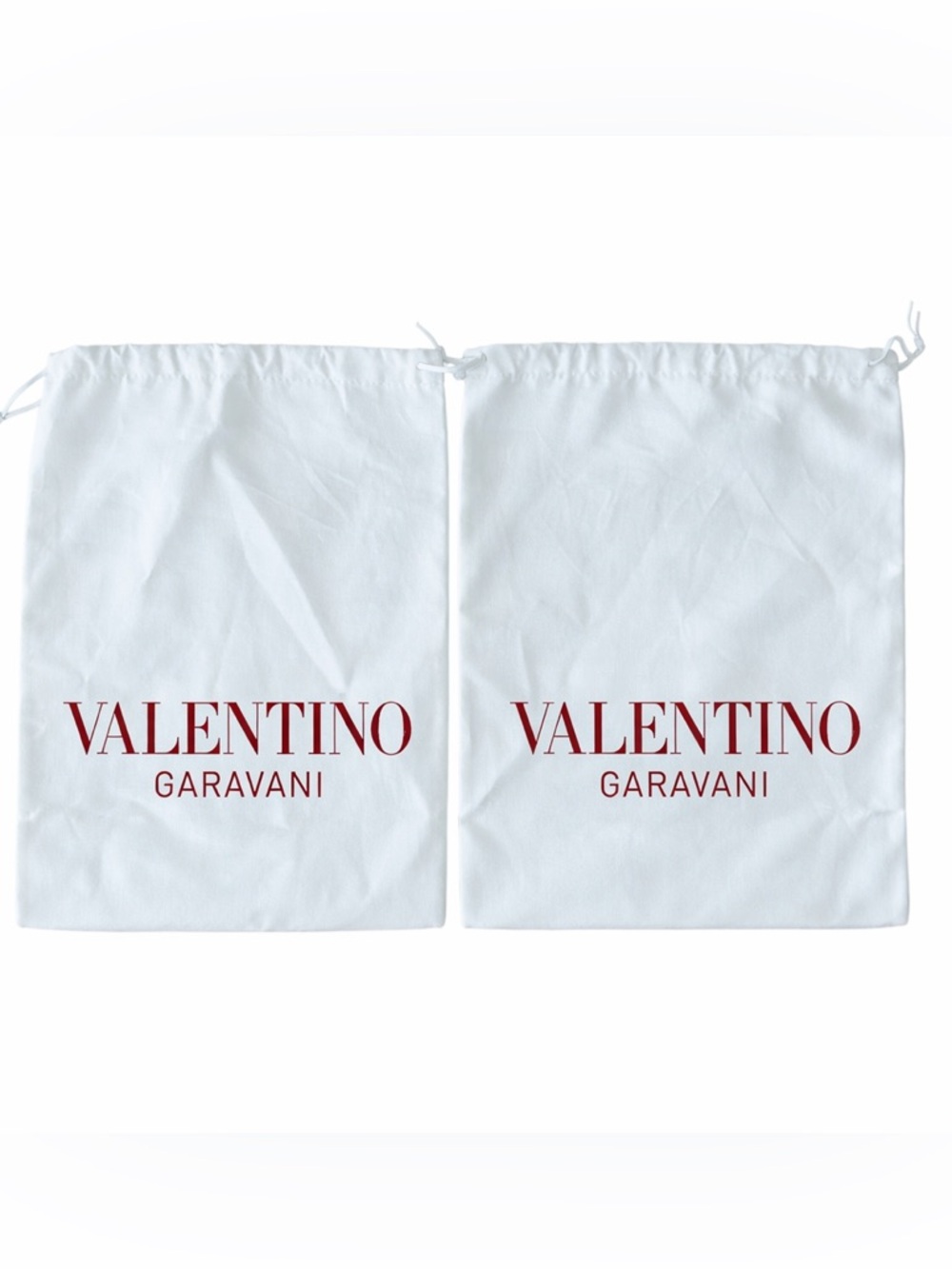 Valentino Garavani White Dust Bag Set of 2 Drawstring Storage Authentic